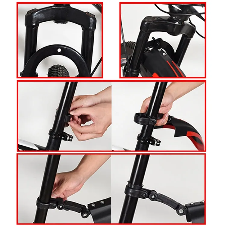 1 Set  Dual Color Bicycle Mudguard Mountain Bike Fenders Set(All Black)