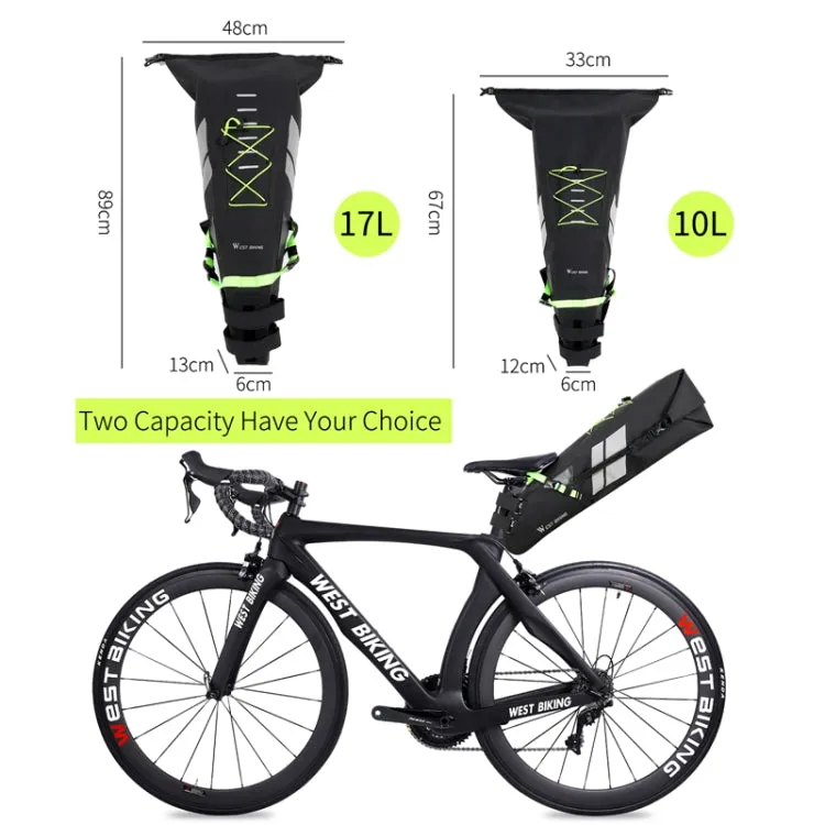 10L West Biking Bicycle Bag Full Waterproof Reflective Tail Bag Long-Distance Capacity Rear Seat Bag