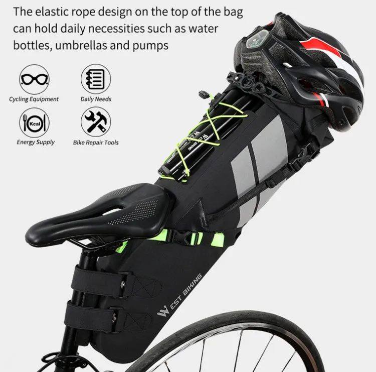 10L West Biking Bicycle Bag Full Waterproof Reflective Tail Bag Long-Distance Capacity Rear Seat Bag