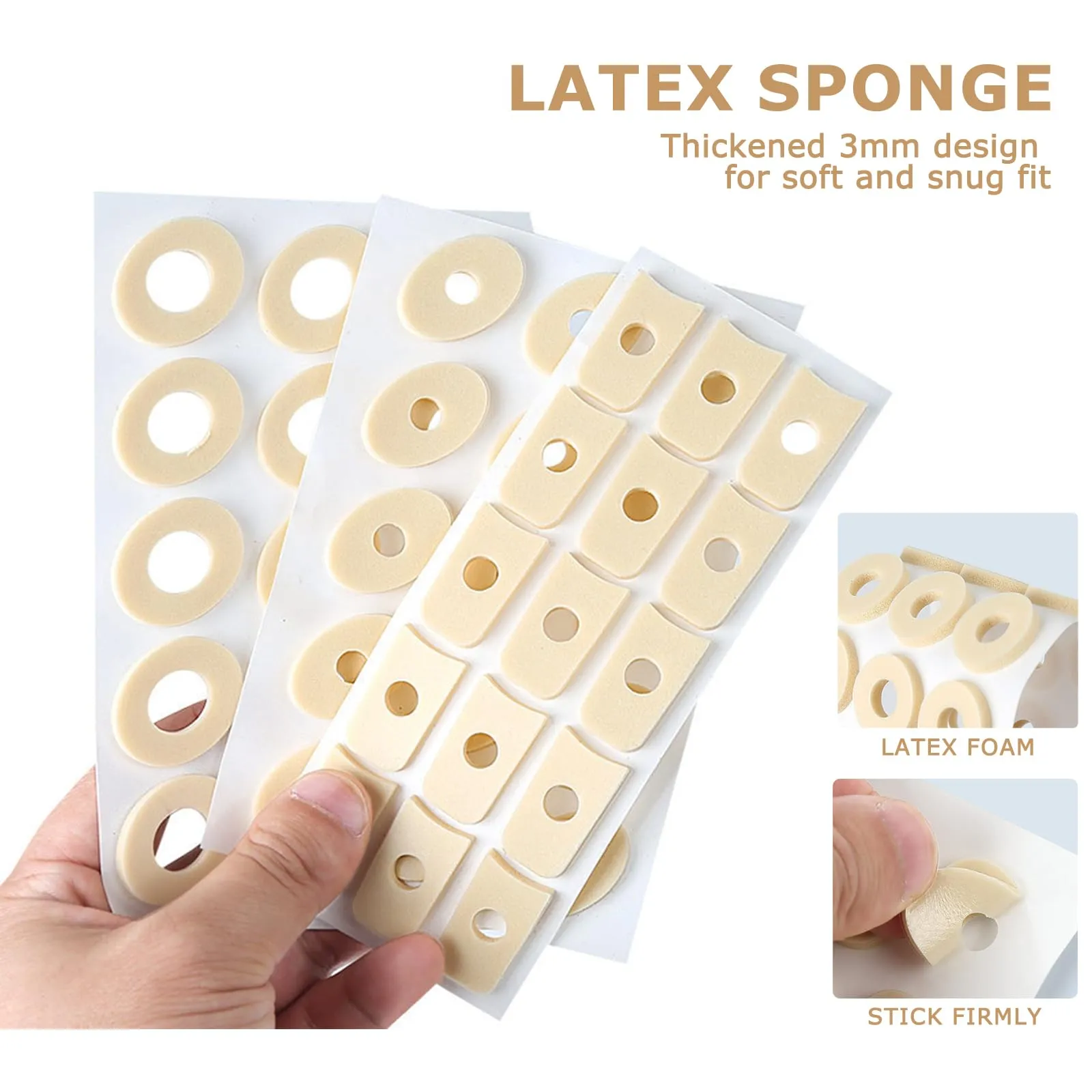 120 pieces corn plaster set, 4 shapes soft latex foam corn rings, anti-friction callus cushion for pain relief, reduce foot and heel pain