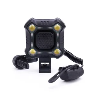 2 In 1 Bike 140db Bell 4 Lamp Cycling Light Bicycle Horn 5-sounds Alarm(Black)