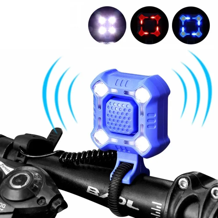 2 In 1 Bike 140db Bell 4 Lamp Cycling Light Bicycle Horn 5-sounds Alarm(Black)