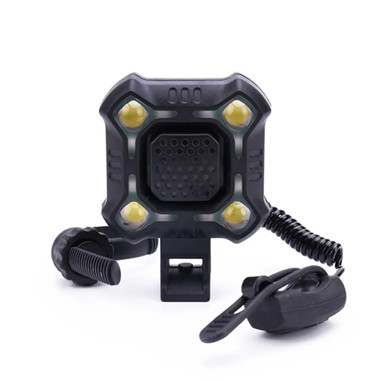 2 In 1 Bike 140db Bell 4 Lamp Cycling Light Bicycle Horn 5-sounds Alarm(Black)