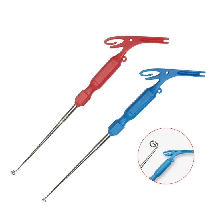 3 In 1 Knotted And Tied Fishing Hook Fishing Tool Multifunctional Hook Retractor(Red Handle)