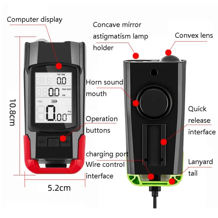 3 In 1 Wireless Bicycle Code Meter Lamp Strong Light Front Light, Colour: Blue Upgrade Floating   Tail Light