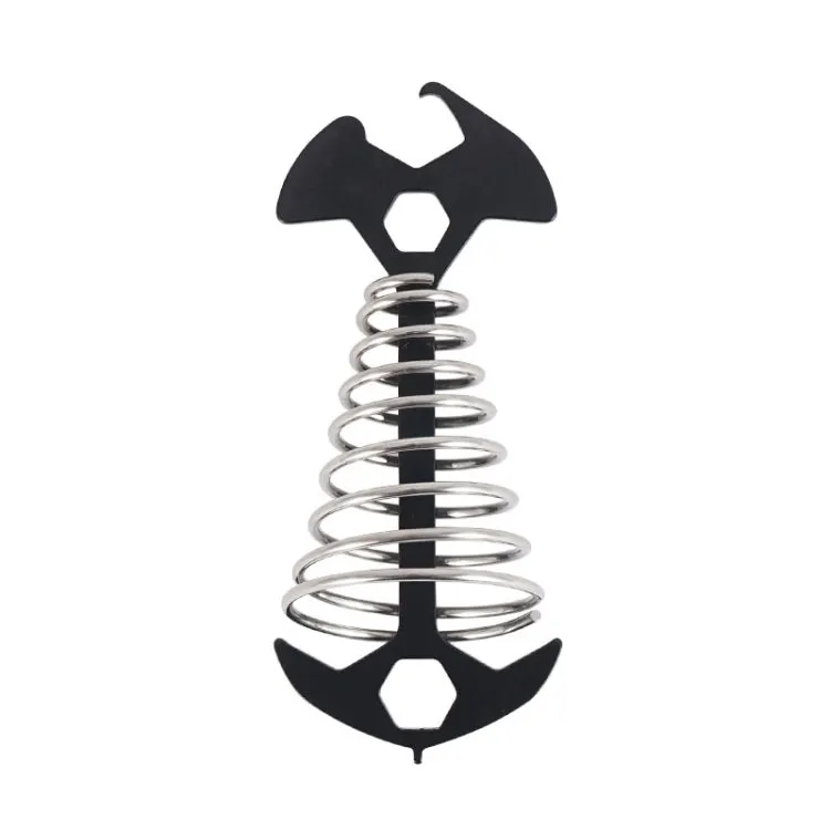 5 PCS Multifunctional Outdoor Camping Fishbone Nail Spring Hook Wind Rope Buckle(Black)