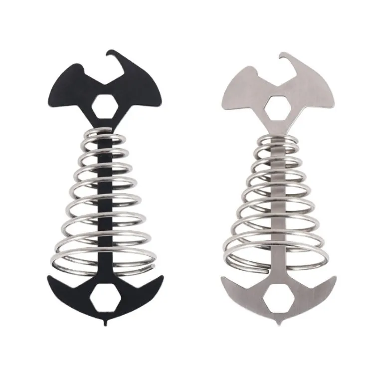 5 PCS Multifunctional Outdoor Camping Fishbone Nail Spring Hook Wind Rope Buckle(Black)