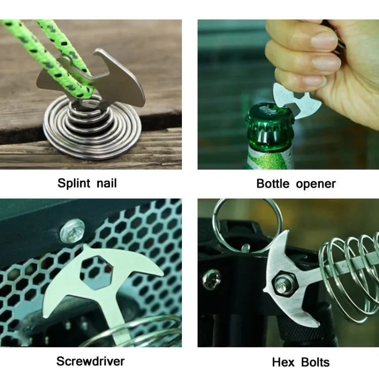 5 PCS Multifunctional Outdoor Camping Fishbone Nail Spring Hook Wind Rope Buckle(Black)
