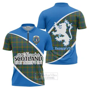 Aiton Family Crest Tartan Zipper Polo Shirt Celebrate Saint Andrew's Day in Style