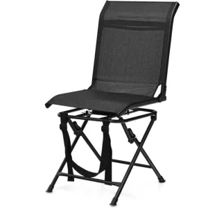 All weather Outdoor Foldable 360 Degree Swivel Chair with Iron Frame-Black