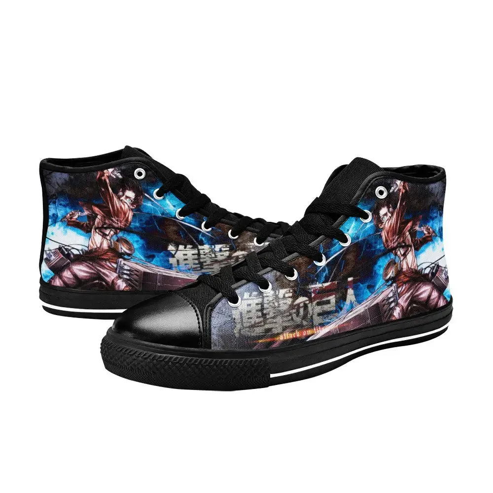 Attack on Titan Levi Ackerman Shoes High Tops Sneakers for Kids and Adults