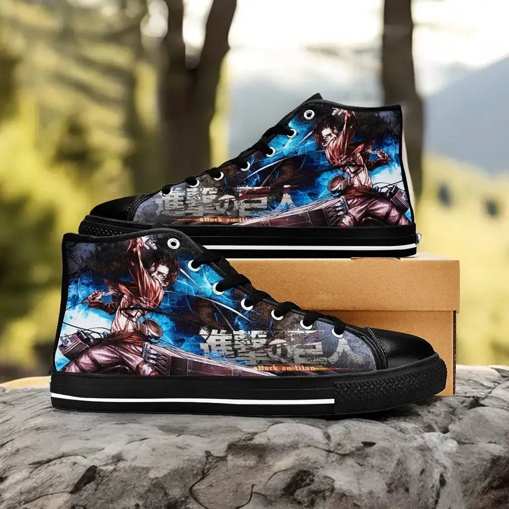 Attack on Titan Levi Ackerman Shoes High Tops Sneakers for Kids and Adults