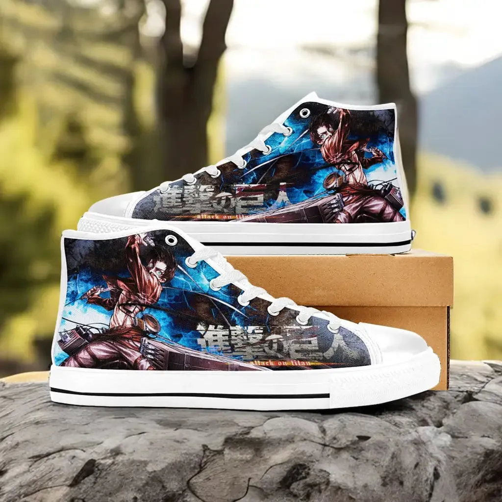Attack on Titan Levi Ackerman Shoes High Tops Sneakers for Kids and Adults