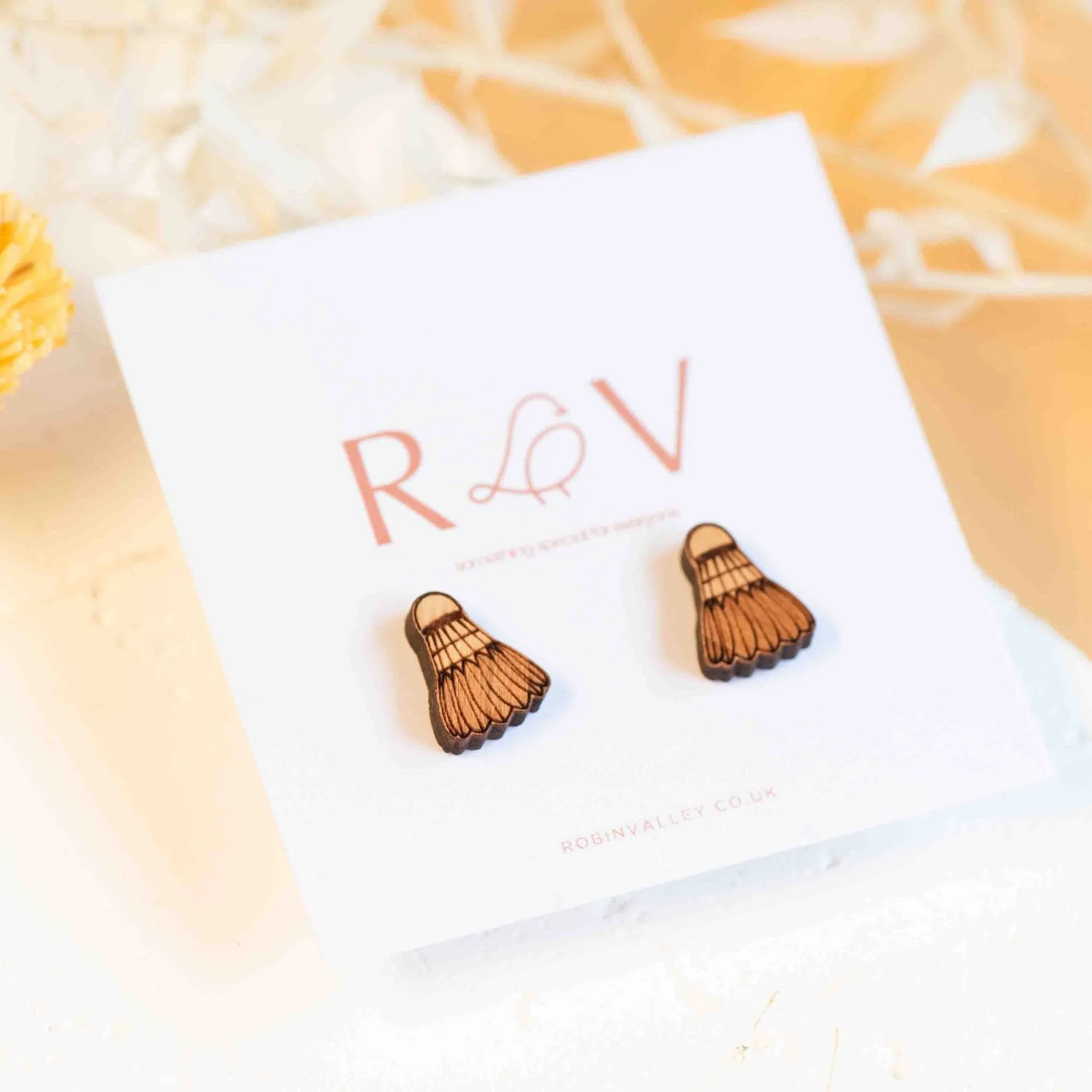 Badminton Shuttles Earrings Wooden Jewellery - ET15196