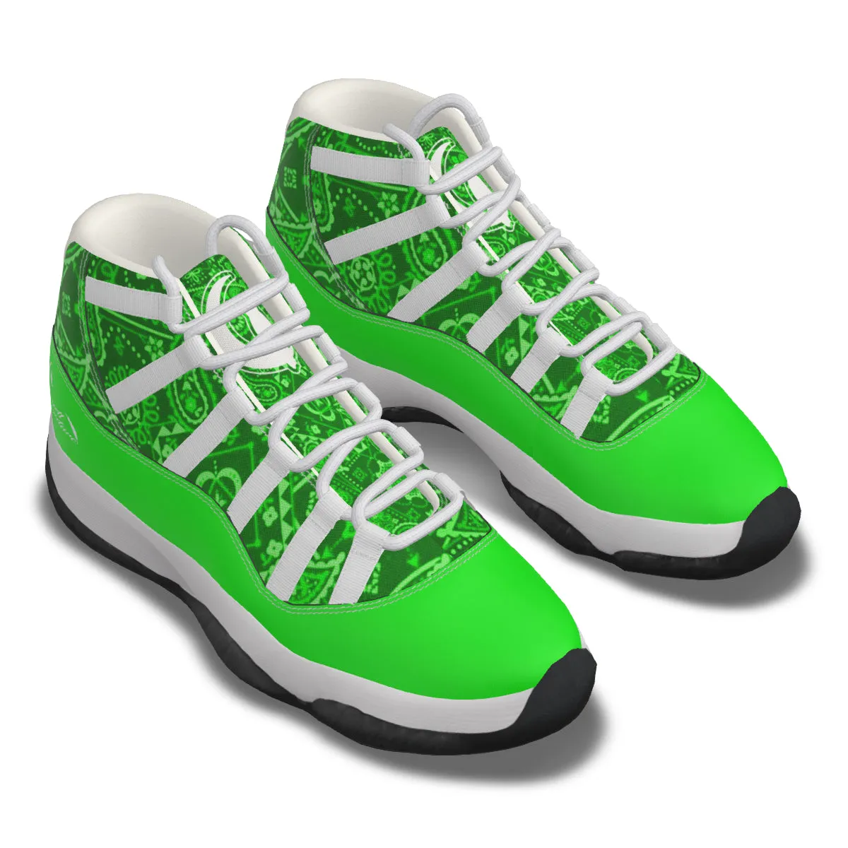 BANDANA VIRAL GREEN Men's High Top Basketball Shoes