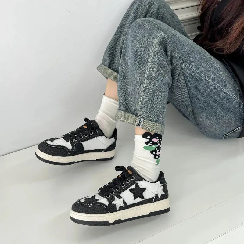 binfenxie Spring and Autumn Fashion New Comfortable Breathable Platform  Lace-up Round Toe Sports Shoes