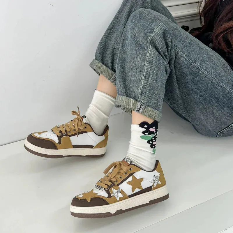 binfenxie Spring and Autumn Fashion New Comfortable Breathable Platform  Lace-up Round Toe Sports Shoes