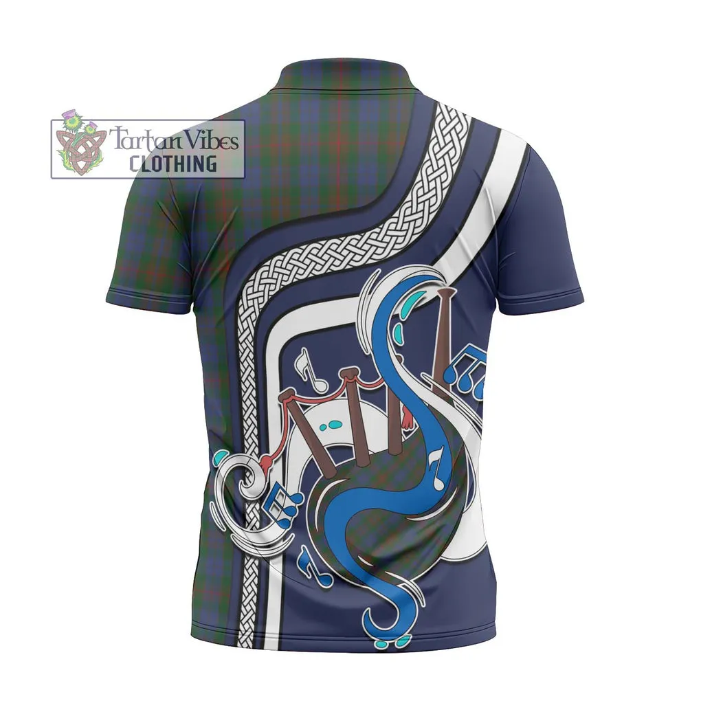 Buchanan Hunting Tartan Zipper Polo Shirt with Epic Bagpipe Style