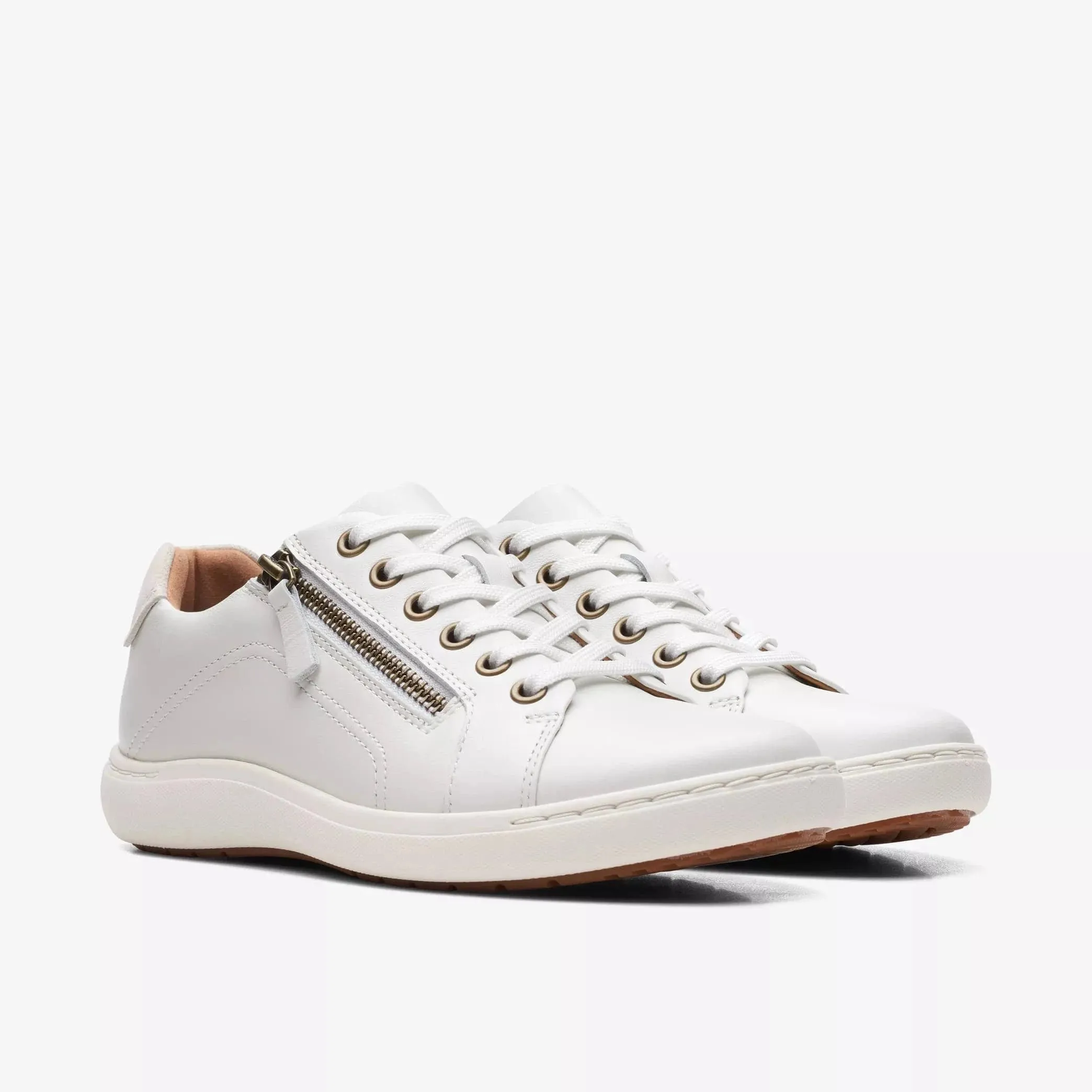 Clarks Women's Nalle Lace Sneakers- White Leather