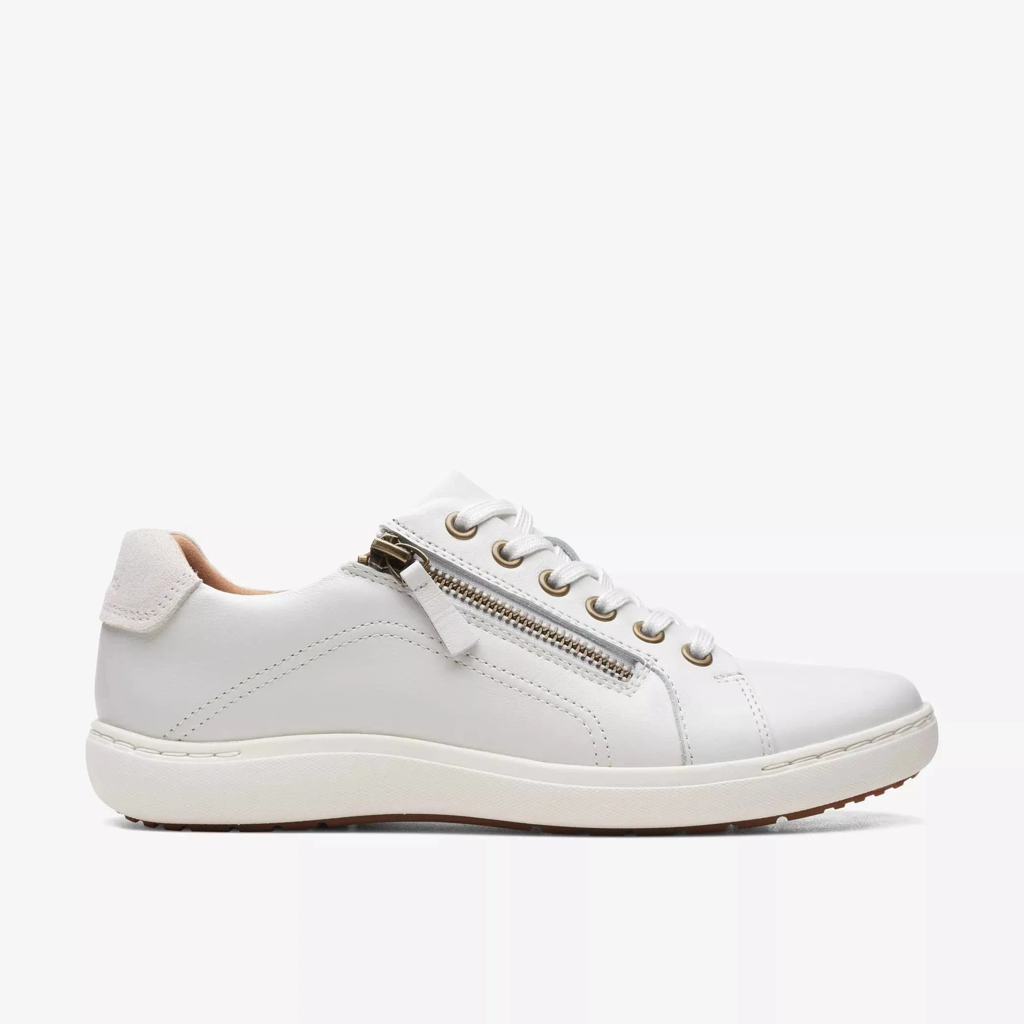 Clarks Women's Nalle Lace Sneakers- White Leather