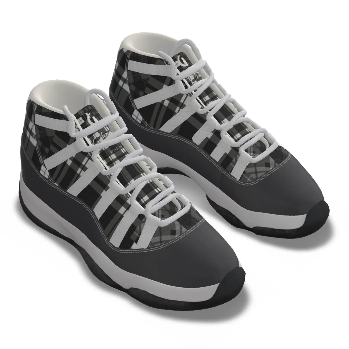 FLEXIN PLAID GREY Men's High Top Basketball Shoes