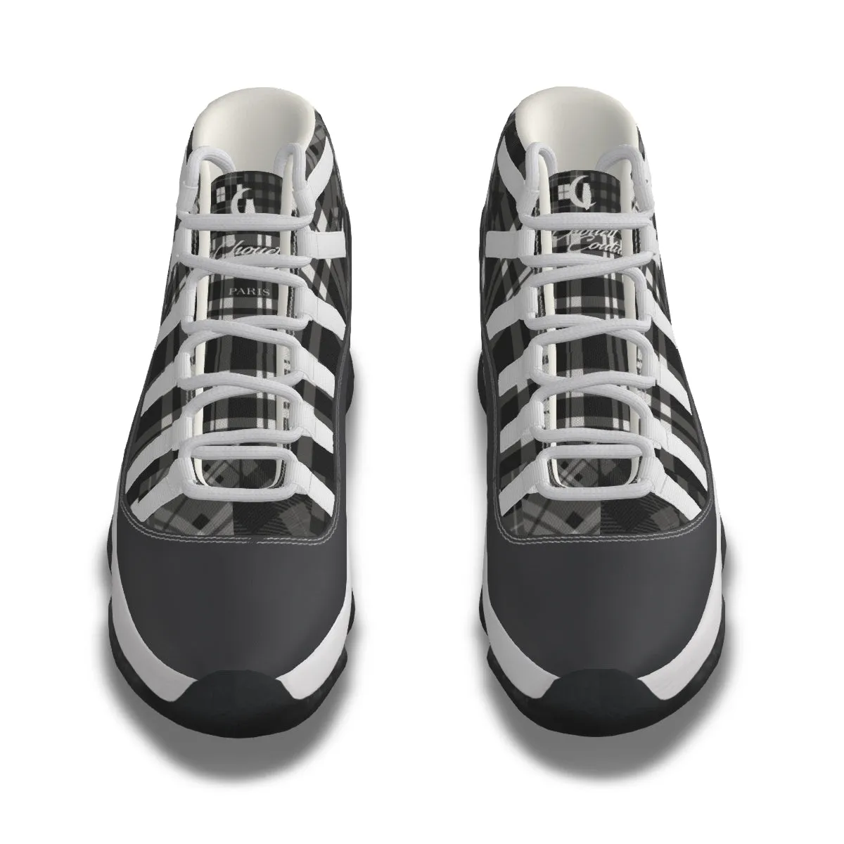 FLEXIN PLAID GREY Men's High Top Basketball Shoes