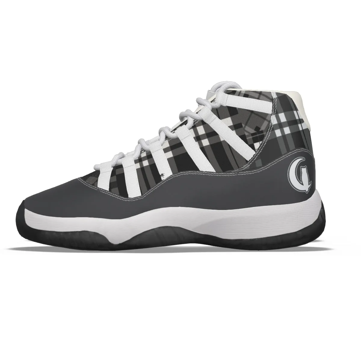 FLEXIN PLAID GREY Men's High Top Basketball Shoes