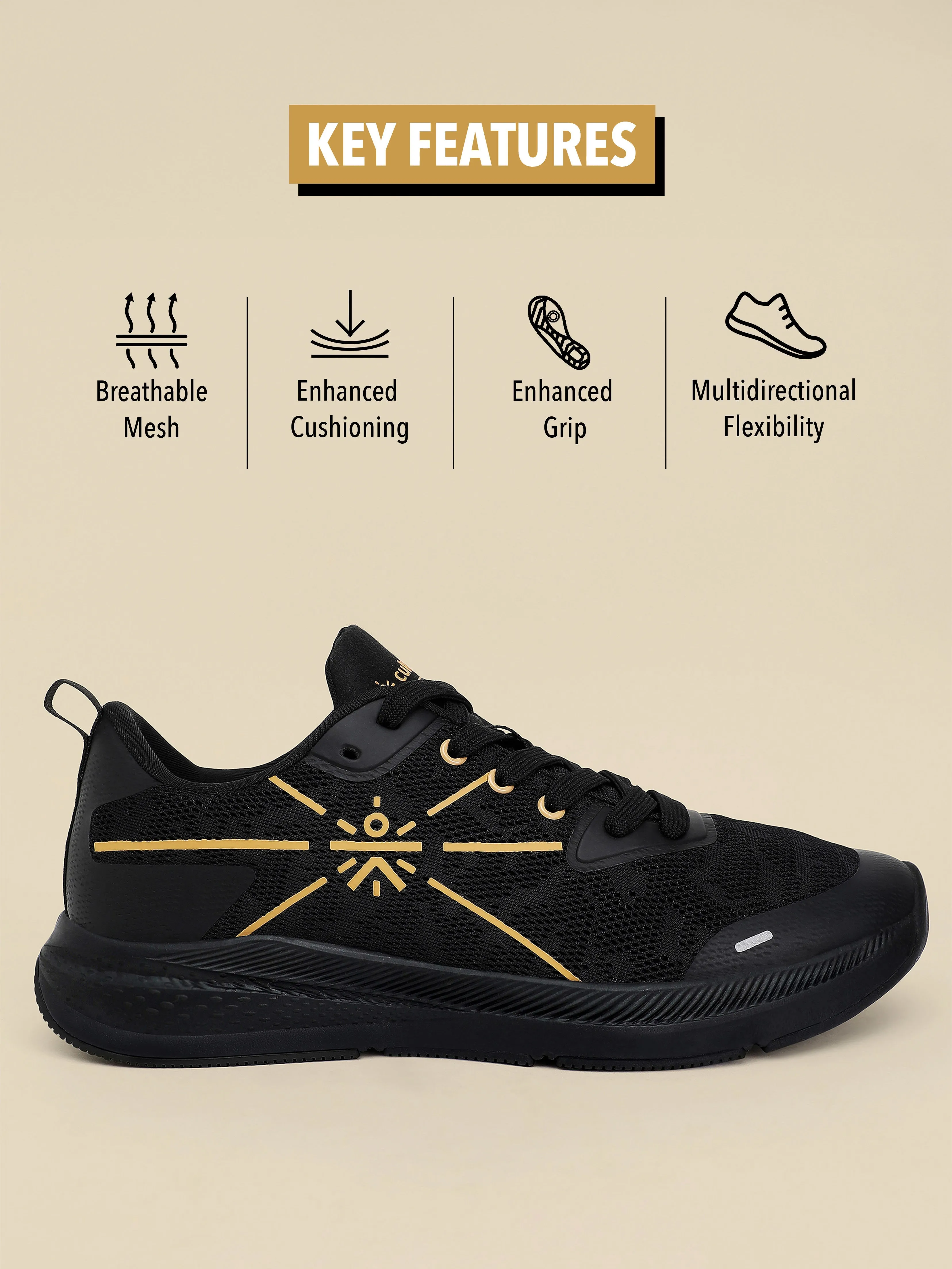 Flomo Men Running Shoes - Black/Gold