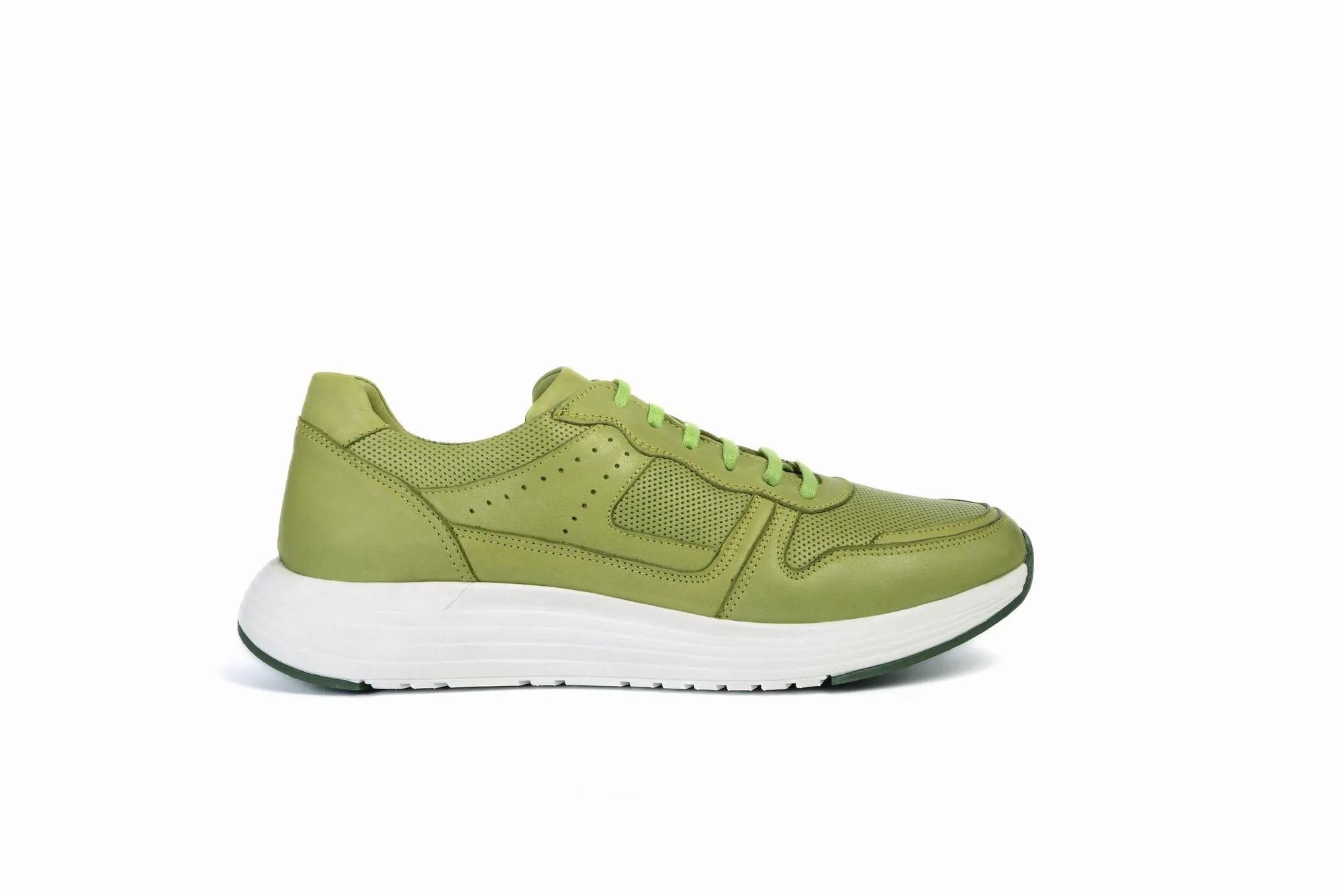 FOOT FEDERATION MOC-TOE LACE-UP MENS SNEAKER LIME GREEN