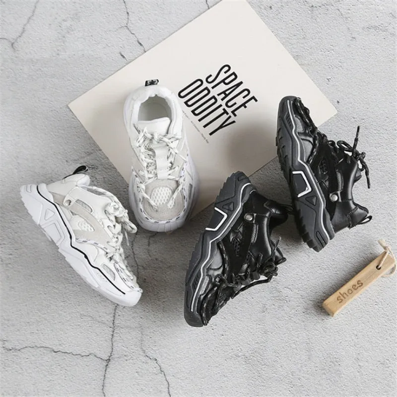 Girls Sport Shoes Reflective Shoelace Breathable Outdoor Tennis Fashion Sneakers