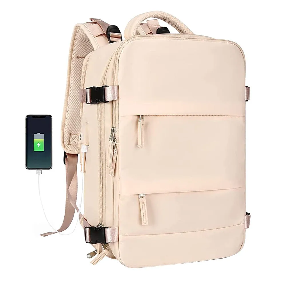Large Travel Backpack Hiking Backpack Outdoor Gym Bag Mommy Bag-Beige