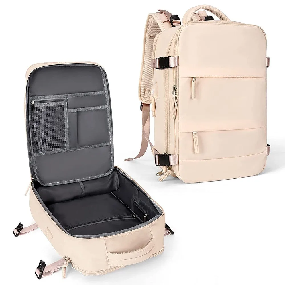 Large Travel Backpack Hiking Backpack Outdoor Gym Bag Mommy Bag-Beige