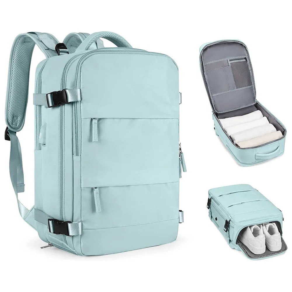 Large Travel Backpack Hiking Backpack Outdoor Gym Bag Mommy Bag-Light Blue