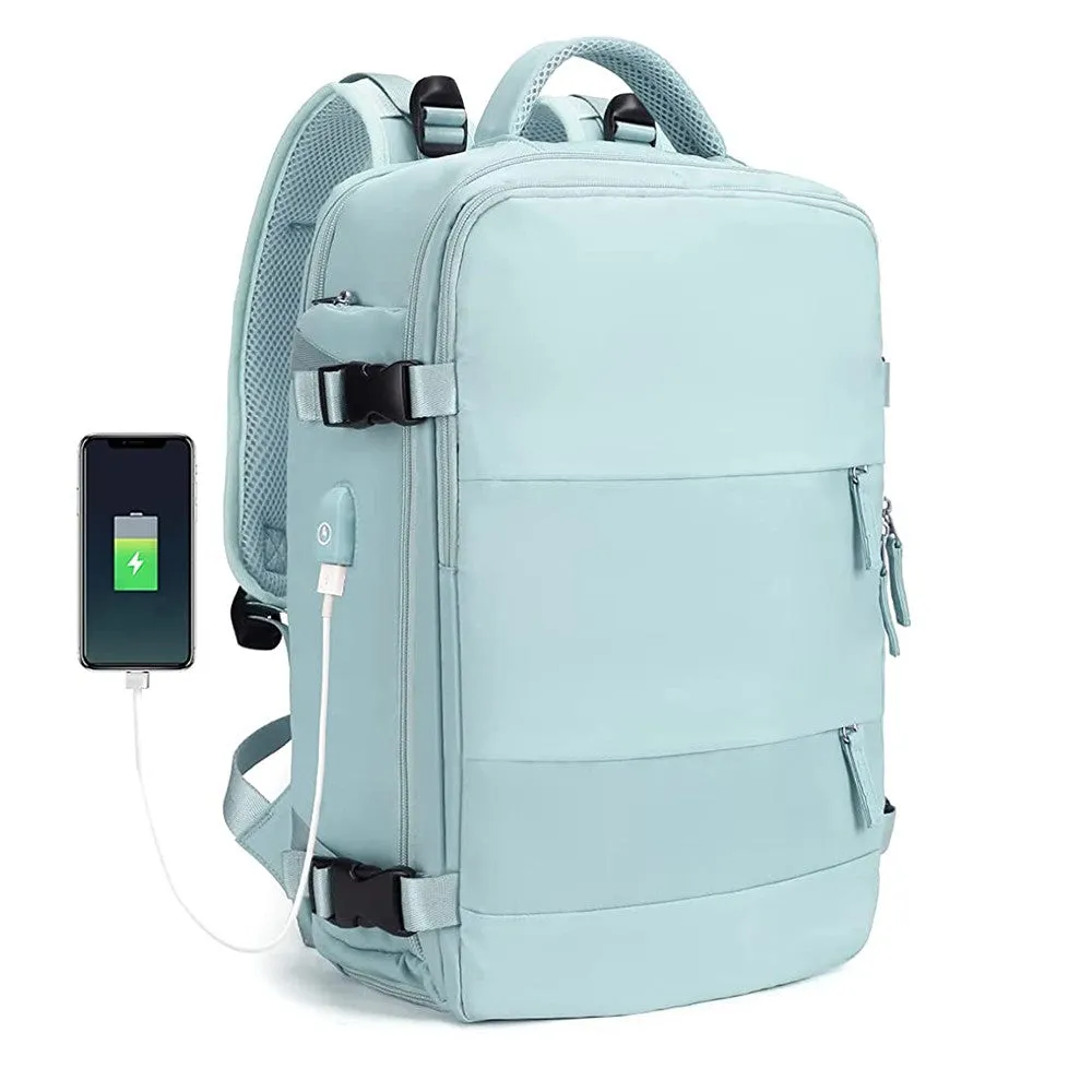 Large Travel Backpack Hiking Backpack Outdoor Gym Bag Mommy Bag-Light Blue