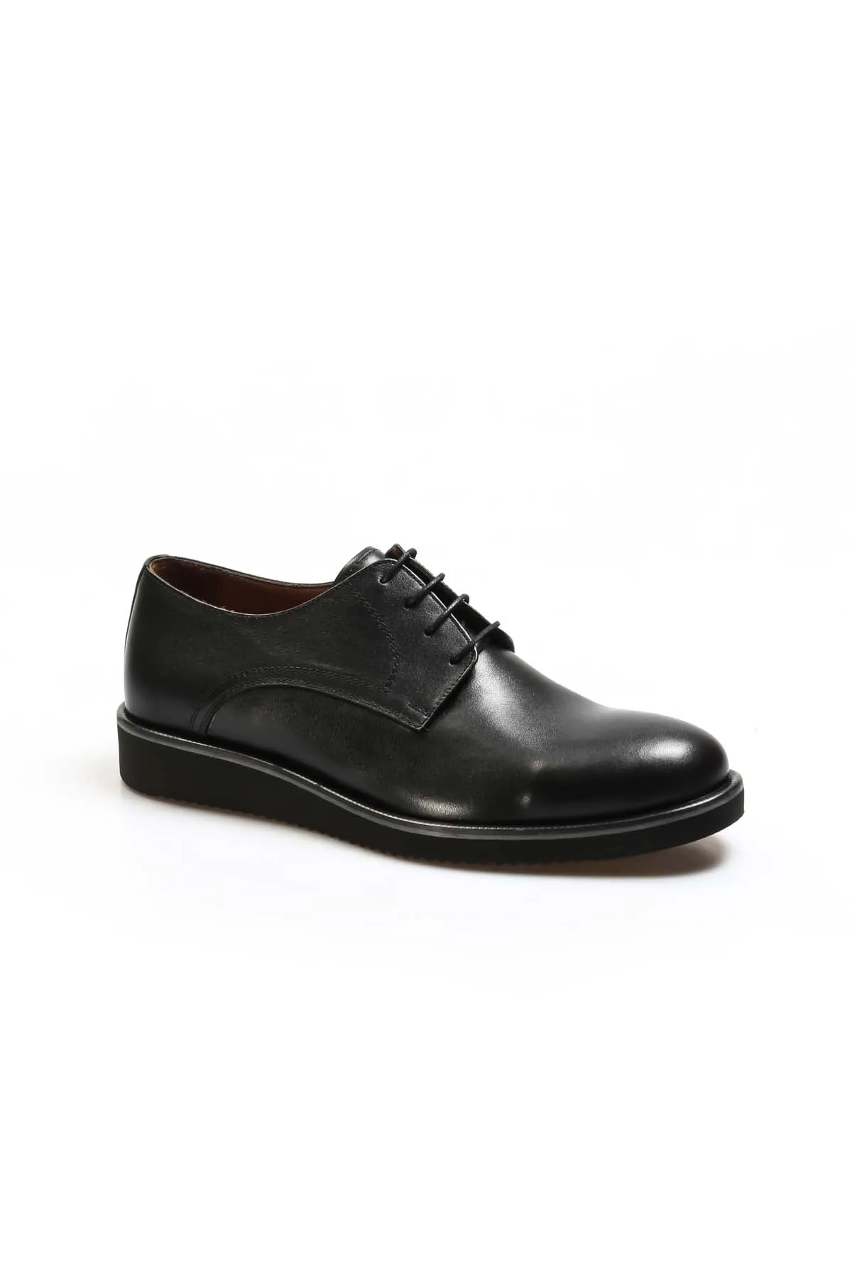 Men's Black Leather Derby Shoes with Sleek Design - Wessi