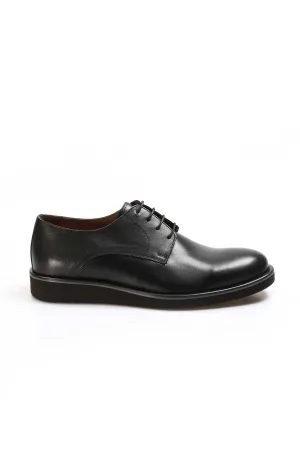 Men's Black Leather Derby Shoes with Sleek Design - Wessi