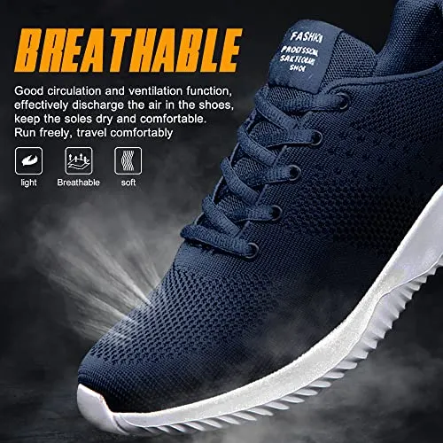 Men's Trainers Road Running Shoes Casual Mesh Athletic Trainers for Gym Sports Fitness Size 7 Blue