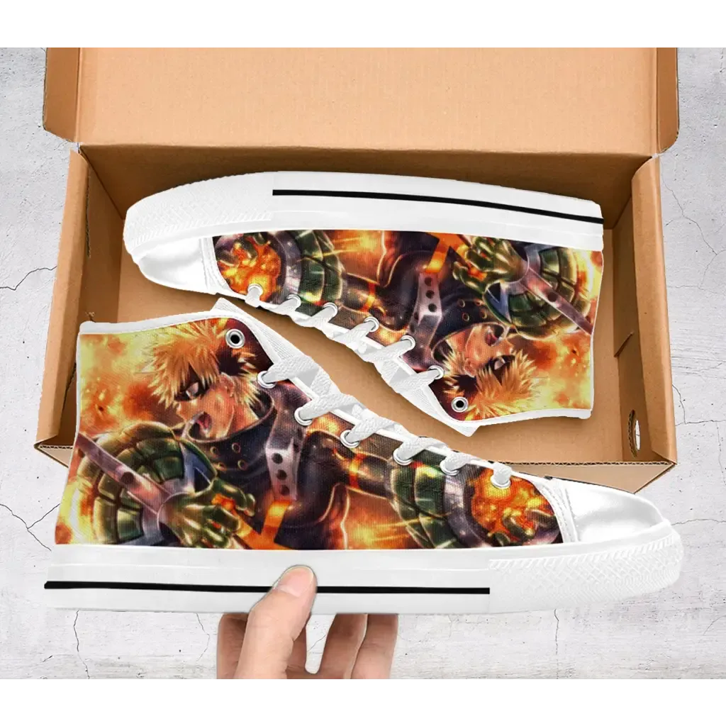 My Hero Academia Katsuki Bakugo Shoes High Top Sneakers for Kids and Adults Boku No Hero Accademia