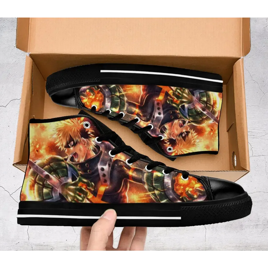 My Hero Academia Katsuki Bakugo Shoes High Top Sneakers for Kids and Adults Boku No Hero Accademia