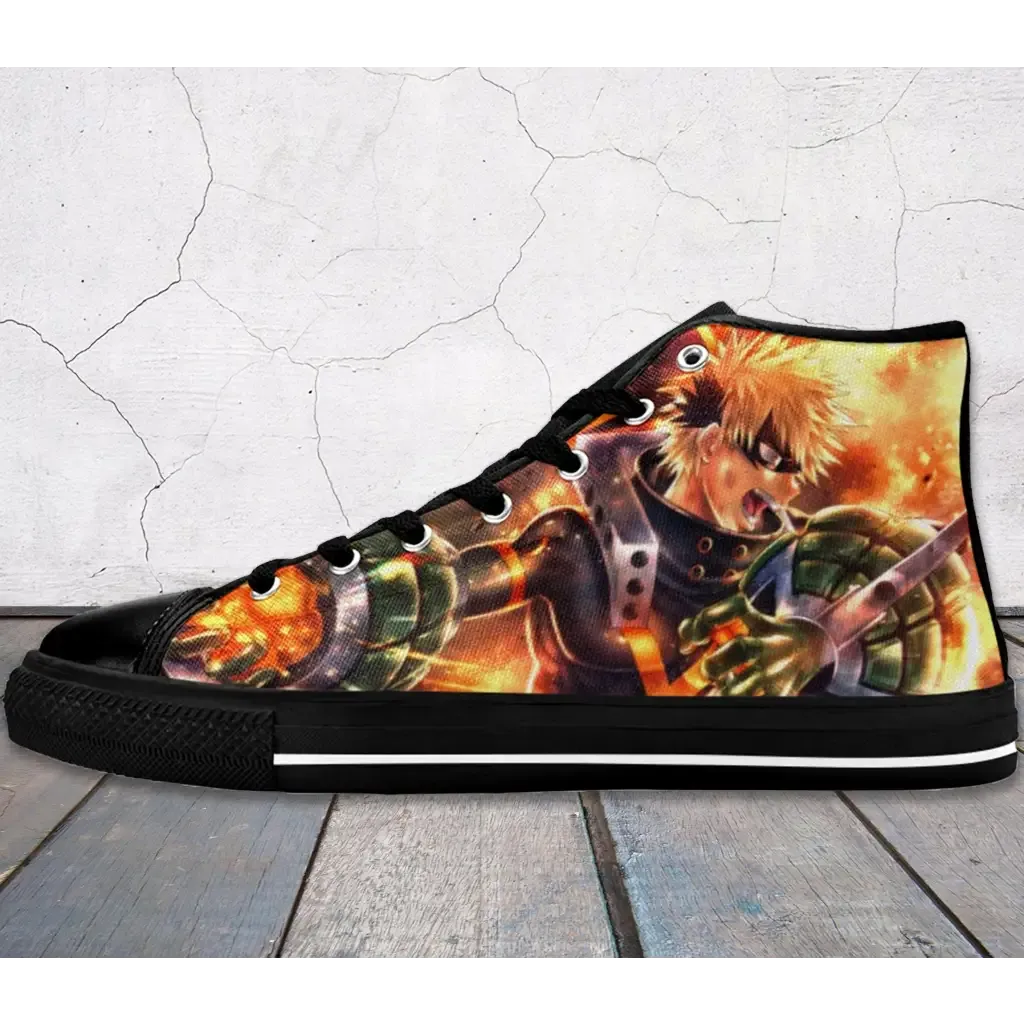 My Hero Academia Katsuki Bakugo Shoes High Top Sneakers for Kids and Adults Boku No Hero Accademia