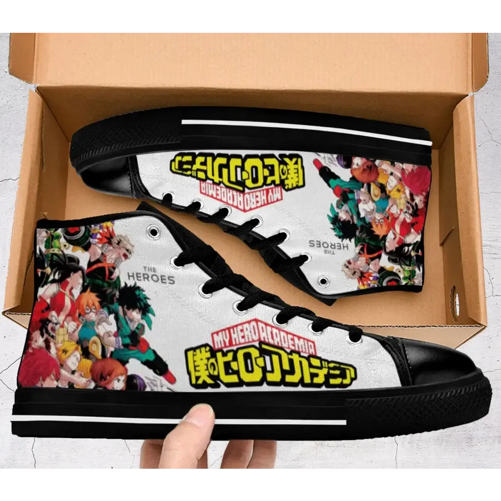 My Hero Academia The Heroes Deku Logo Shoes High Top Sneakers for Kids and Adults