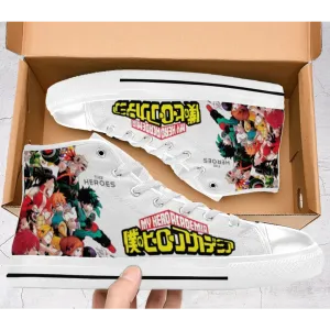 My Hero Academia The Heroes Deku Logo Shoes High Top Sneakers for Kids and Adults
