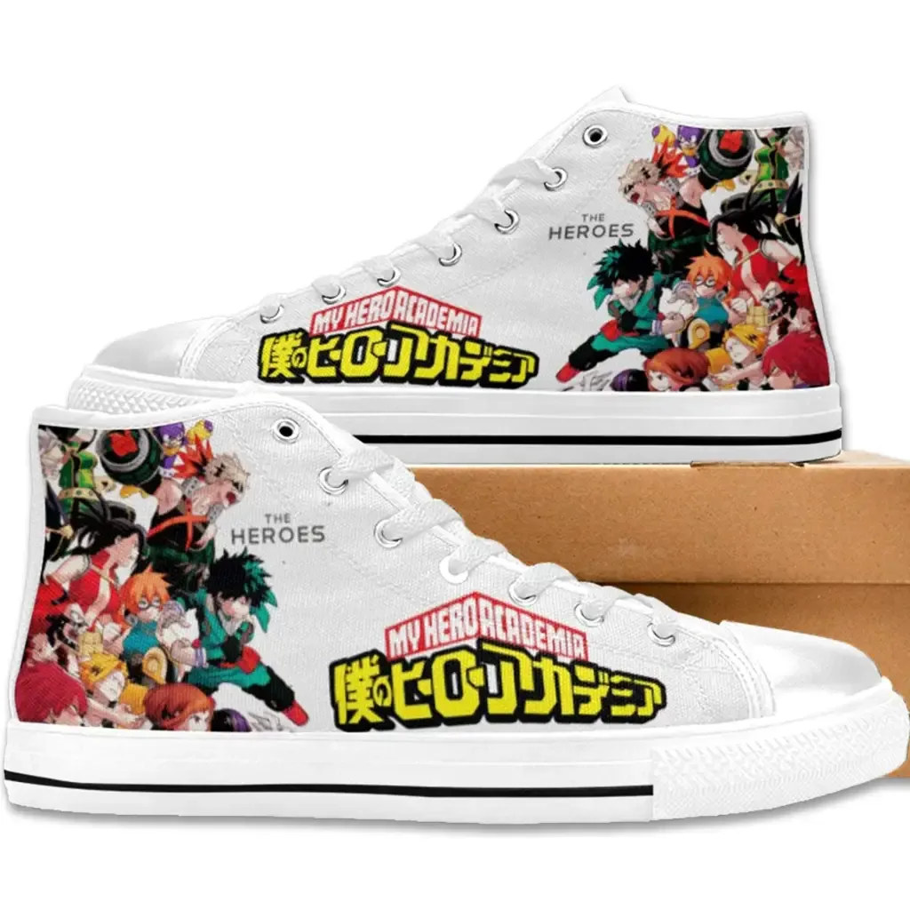My Hero Academia The Heroes Deku Logo Shoes High Top Sneakers for Kids and Adults