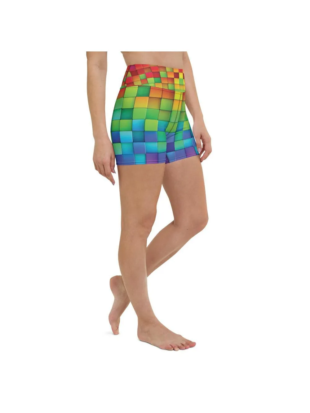 Rainbow Blocks Yoga Shorts