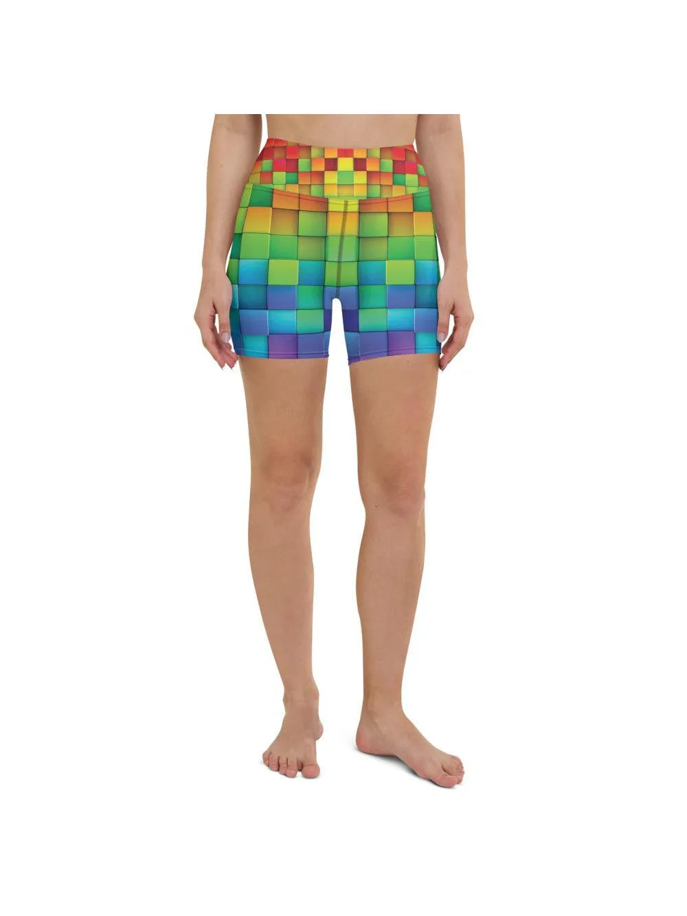 Rainbow Blocks Yoga Shorts