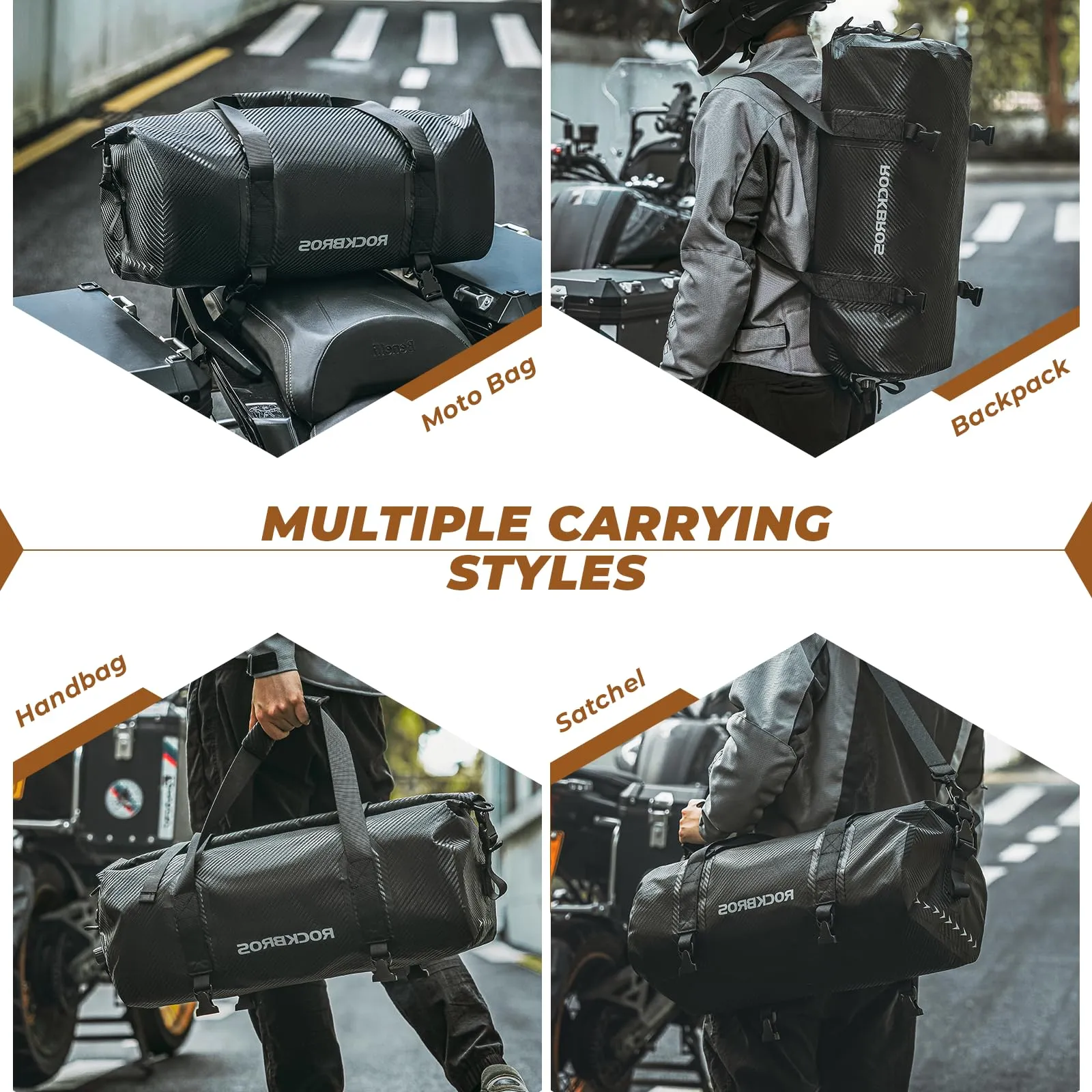 ROCKBROS Motorcycle Tail Bag 100% Waterproof Motorcycle Travel Luggage Bag
