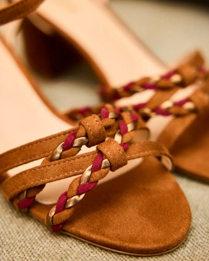 Saleccia Recycled Vegan Suede Heeled Sandals | Camel