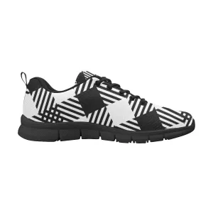 Uniquely You Womens Sneakers, Black and White Plaid Print Running Shoes by inQue.Style