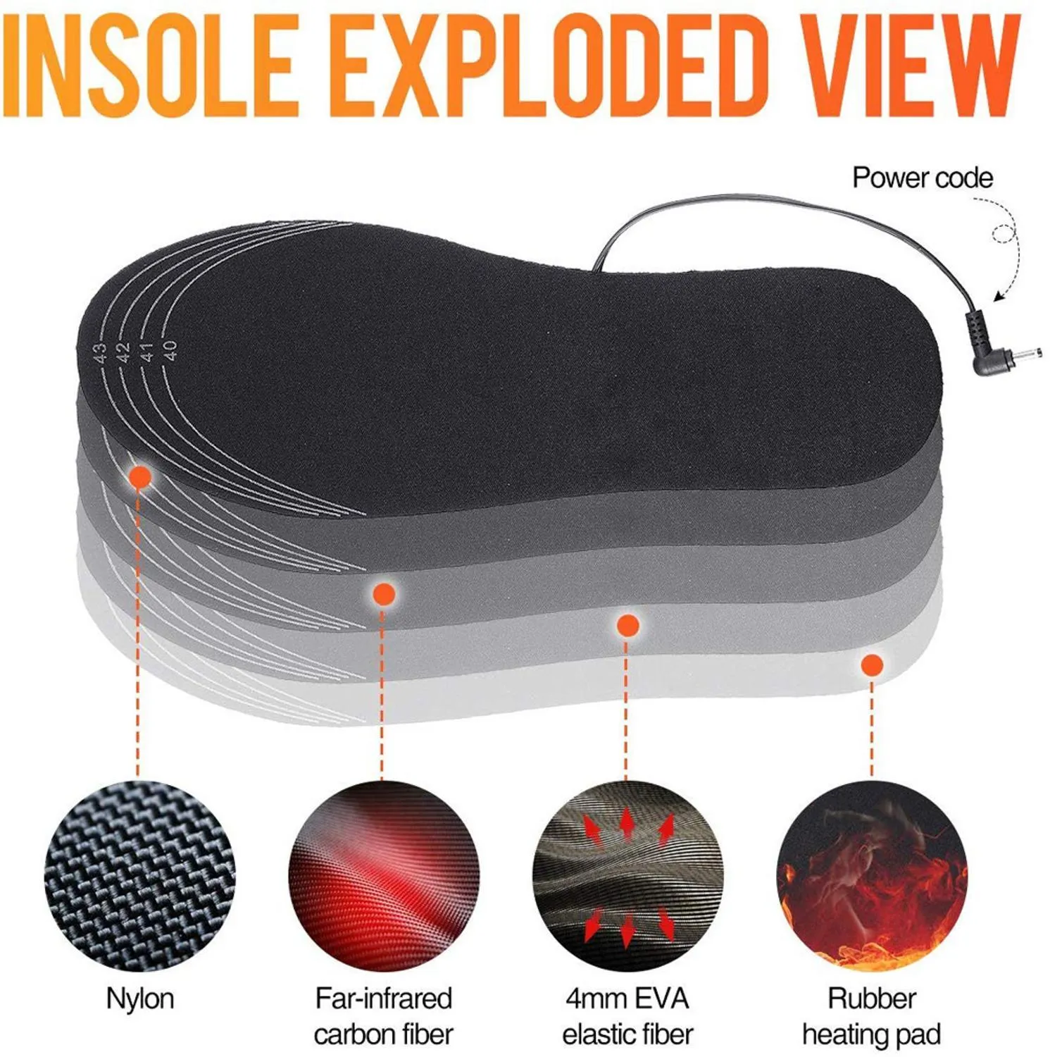 Unisex USB Heated Waterproof Washable Reusable Thermal Shoe Insoles