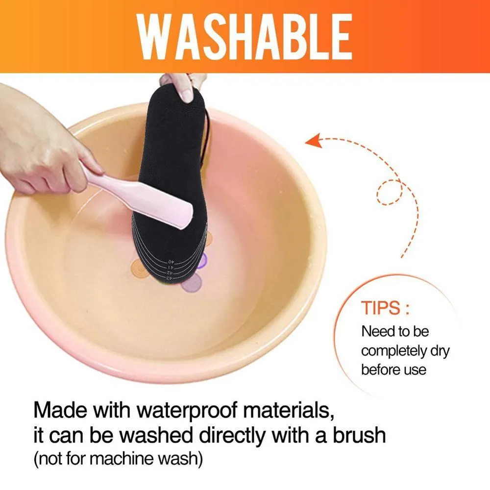 Unisex USB Heated Waterproof Washable Reusable Thermal Shoe Insoles